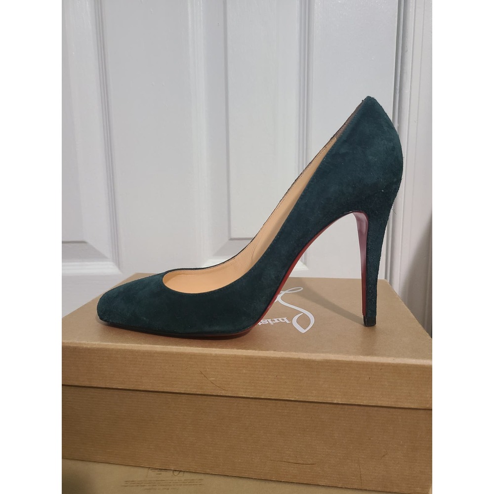 Christian Louboutin Particule Square Toe Heels 100 40.5 10.5, Simple Pump Green